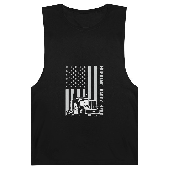 Patriotic Trucker Dad Truck Driver Barnard Tanks