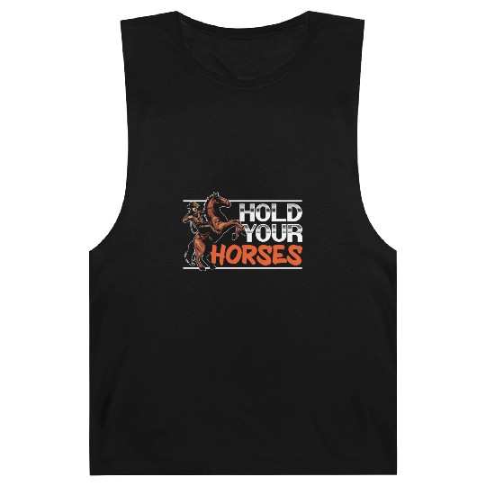 Hold Your Horses Western Rodeo Riding Cowboy Barnard Tanks