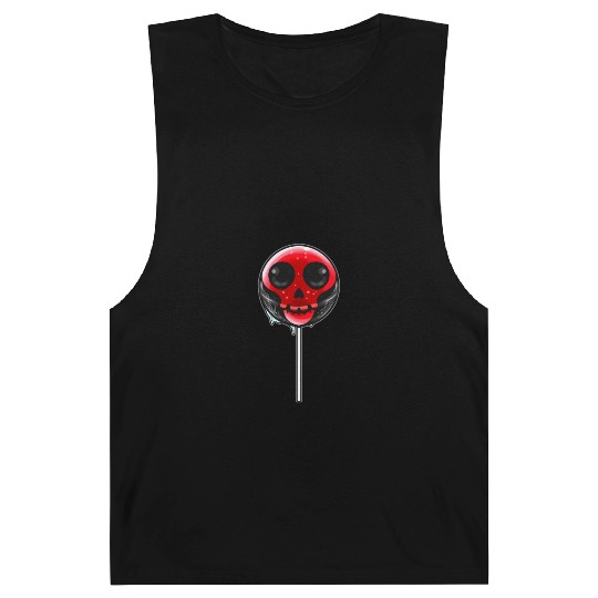 Red Skull Lollipop Trick Or Treat Halloween Barnard Tanks