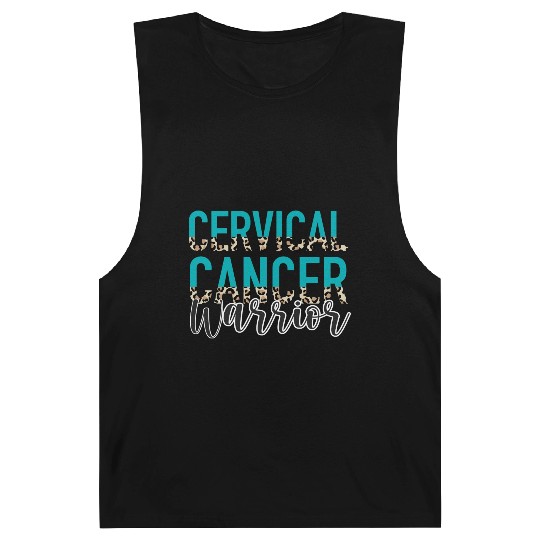 Cervical Cancer Awareness Month Warrior Teal White Barnard Tanks