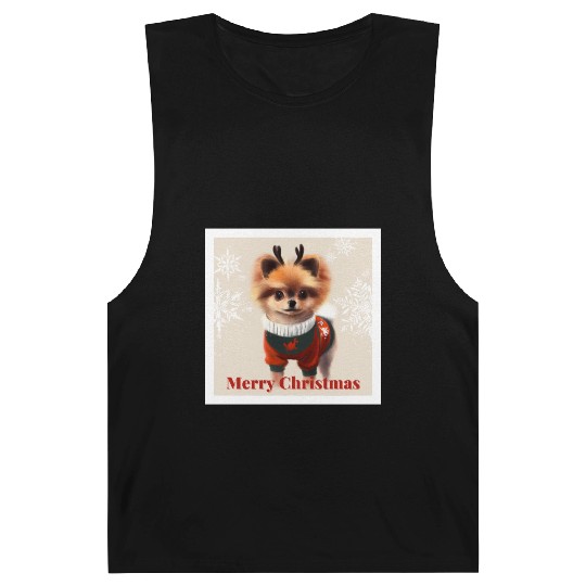 Sweet Miniature Spitz pomeranian in a Christmas. Barnard Tanks