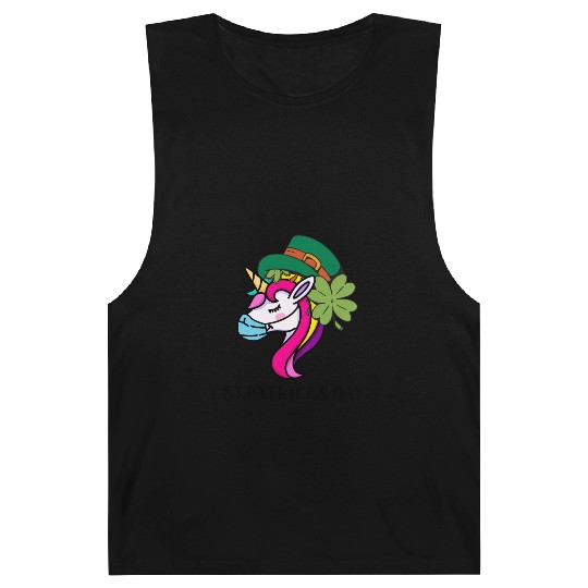 Toddler Girls St Patricks Day Rainbow Unicorn Face Barnard Tanks