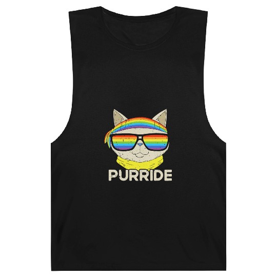 Purride Cat Pride Ally LGBT Community Rainbow Barnard Tanks