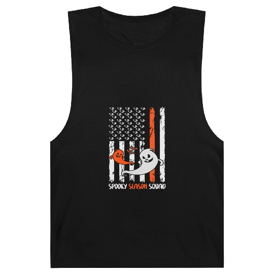 Groovy Halloween Spooky Season Squad US Flag Barnard Tanks