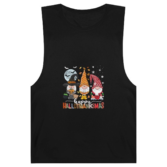 Happy Hallothanksmas Gnomes Lover Halloween Barnard Tanks