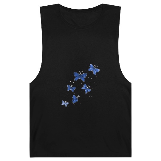 Blue Butterflies Garden Women Butterfly Barnard Tanks