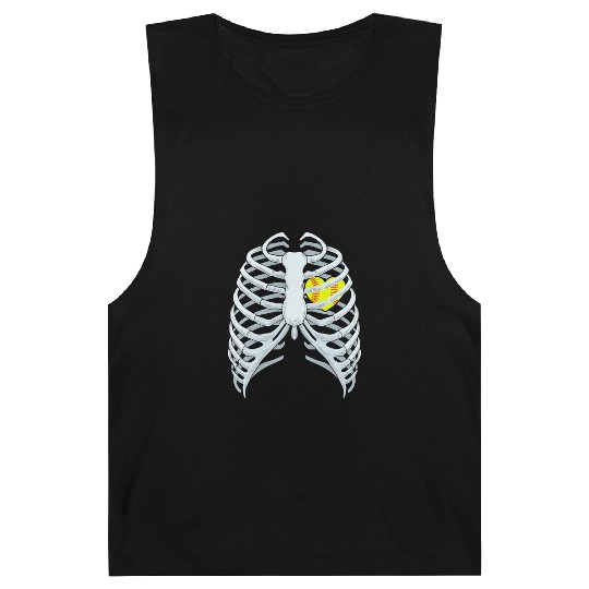 Funny Softbal Heart Skeleton Rib Cage Halloween Barnard Tanks