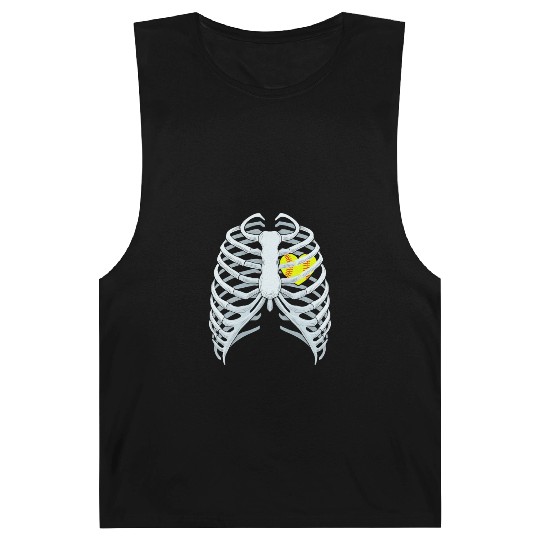 Funny Softbal Heart Skeleton Rib Cage Halloween Barnard Tanks