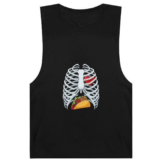Funny Taco Skeleton Rib Cage Dad Halloween Costume Barnard Tanks