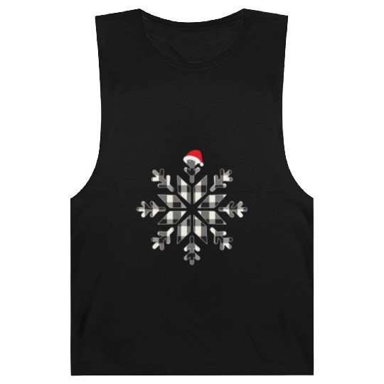 Black Christmas Buffalo Plaid Snowflakes Santa hat Barnard Tanks