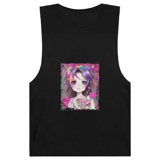 Anime Kawaii Chibi Girl Flowers Blossoms Gift Barnard Tanks
