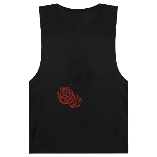 Skull with red Roses | Skull | Bones | Halloween Barnard Tanks