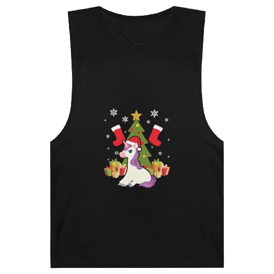 Unicorn Christmas Day Happy Holiday Santa Claus Barnard Tanks