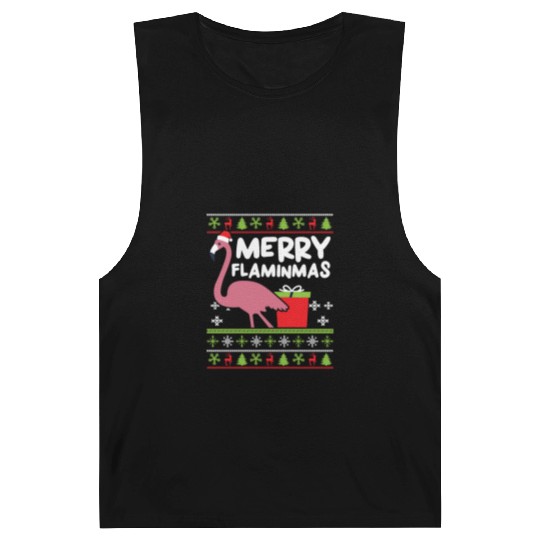 Merry Flaminmas Flamingo Lover Christmas Day Barnard Tanks