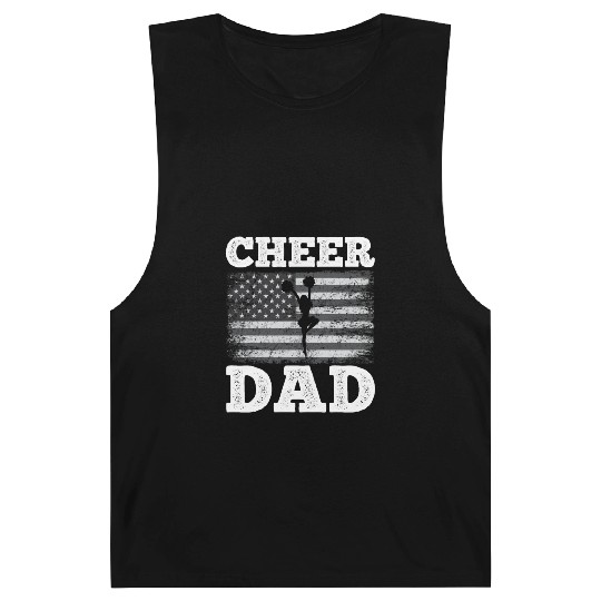 Cheer Dad American Flag Vintage Funny Cheerleader Barnard Tanks