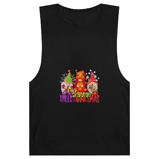 Happy Hallothanksmas Gnomes Lover Halloween Barnard Tanks