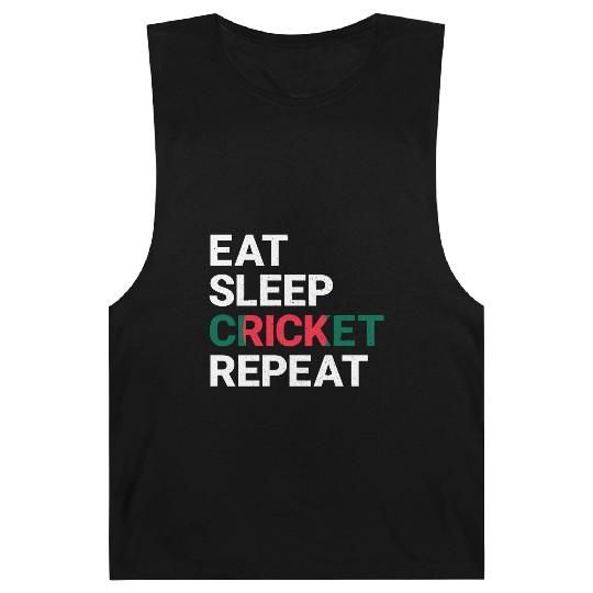 Eat Sleep Cricket Repeat BD Flag Sports Gift Barnard Tanks