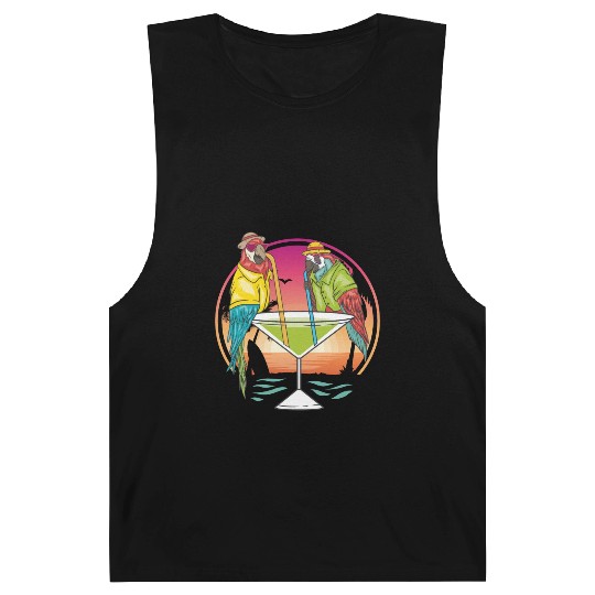 Parrots Drinking Margarita Hawaiian Birds Gift Barnard Tanks
