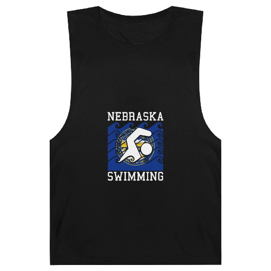 Nebraska Flag Swimming Team Swim Swimmer US State Barnard Tanks
