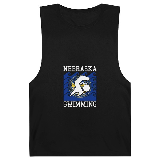 Nebraska Flag Swimming Team Swim Swimmer US State Barnard Tanks
