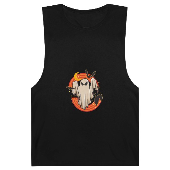 Halloween Theme Cute Ghost Bat Rainbow Coffee Barnard Tanks