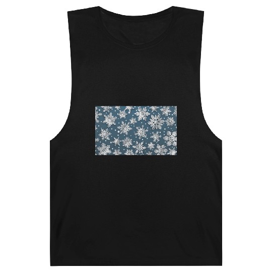 Modern Snowflakes Pattern Blue Barnard Tanks