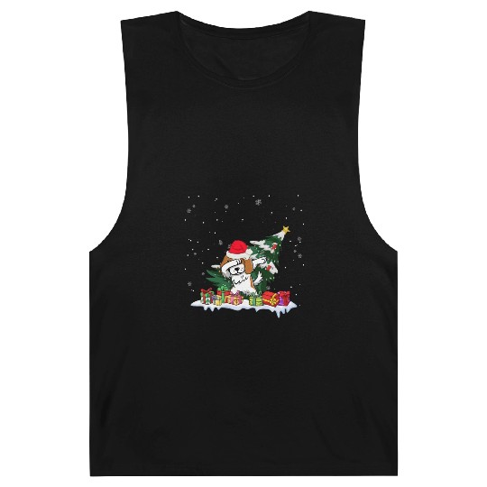 Saint Bernard Christmas Dabbing Santa Xmas Pajama Barnard Tanks