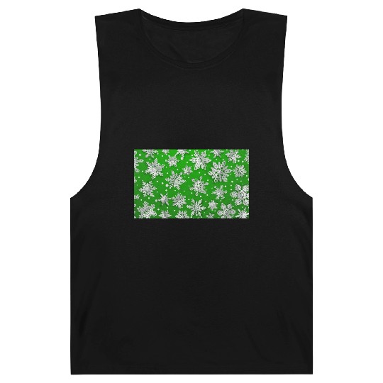 Modern Snowflakes Pattern Green Barnard Tanks