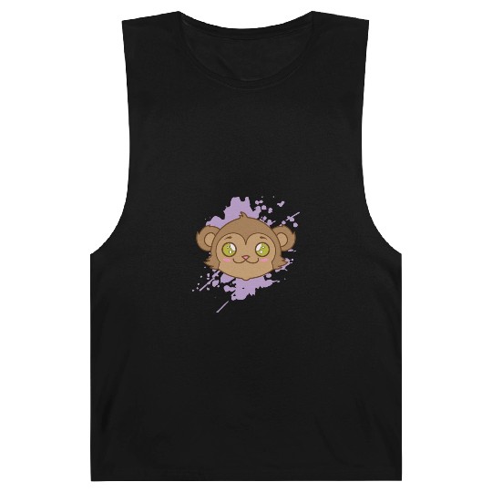 Monkey in japanese Kawaii Style Animal Barnard Tanks