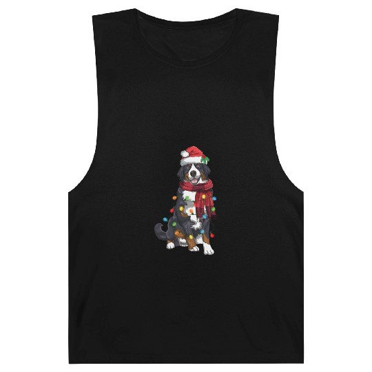 Bernese Mountain Christmas Light Funny Dog Lover Barnard Tanks