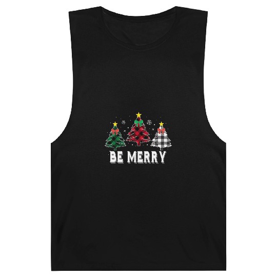 Be Merry Christmas Tree Buffalo Plaid Family Match Barnard Tanks