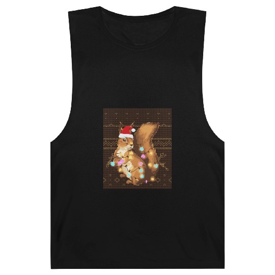 Squirrel Lover Squirrel Ugly Christmas Xmas Barnard Tanks