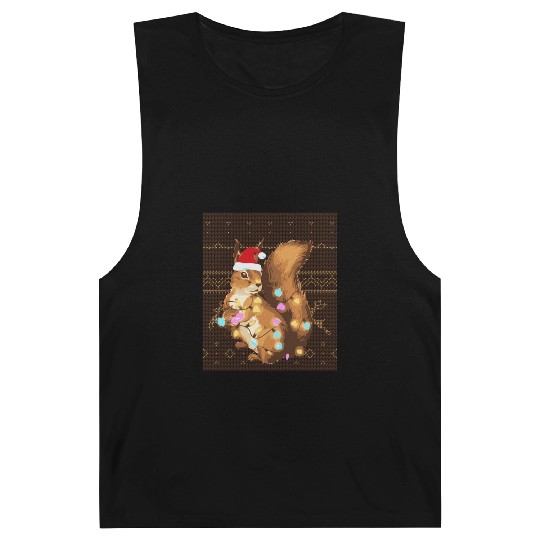 Squirrel Lover Squirrel Ugly Christmas Xmas Barnard Tanks