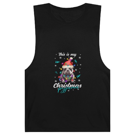 Winter Christmas Pyjama Bulldog Barnard Tanks