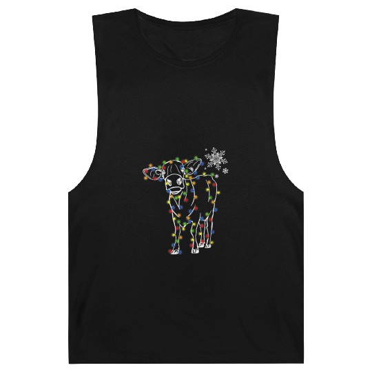 Cow Christmas Light Tree Cow Xmas Snow Lover Barnard Tanks