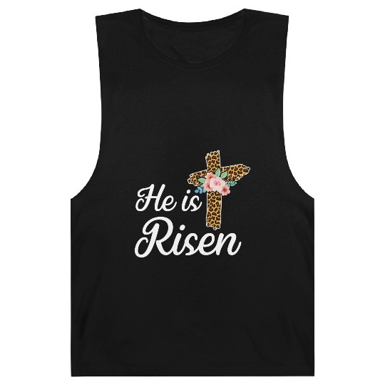 He Is Risen Jesus Christ Cross Easter Sunday Barnard Tanks