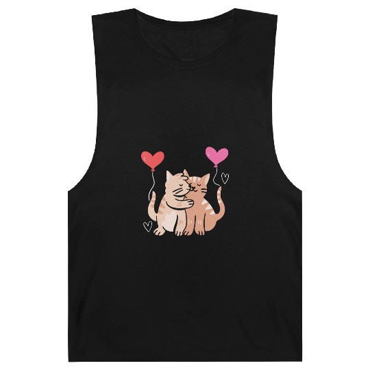 Cat Lover Valentines Day Hearts Day Cupid Love Barnard Tanks
