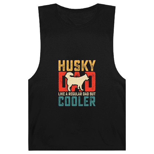 Cute Siberian Husky Dad Father's Day Barnard Tanks