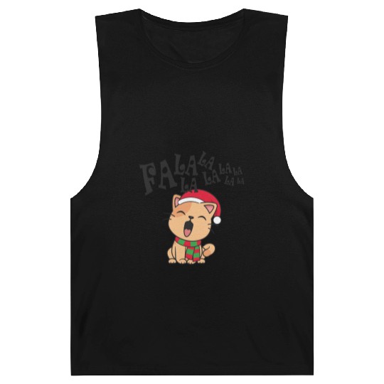 Cute Christmas Cat Singing Fa la la la Song Barnard Tanks