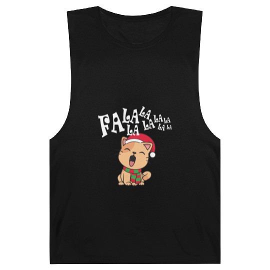 Cute Christmas Cat Singing Fa la la la Song Barnard Tanks