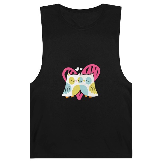 Owl Valentines Day Hearts Day Cupid Bird Lover Barnard Tanks