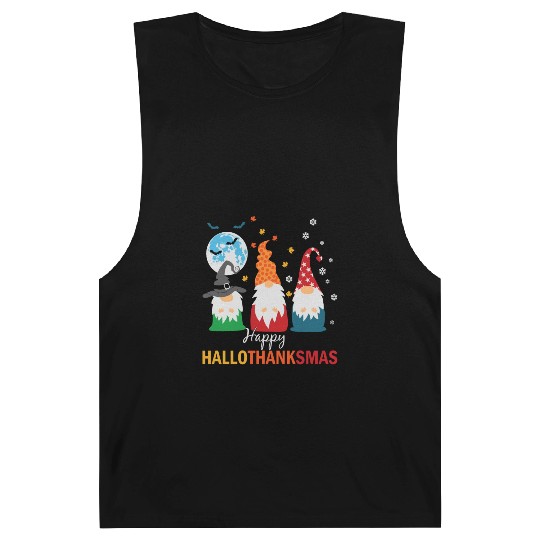 Happy Hallothanksmas Gnomes Lover Halloween Barnard Tanks