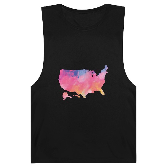 USA Map Watercolor Art America Barnard Tanks