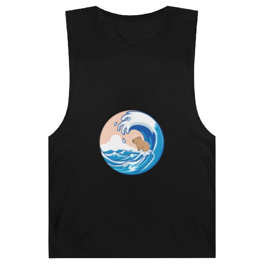 Wave Capybara Surfing Rodent Funny Animal Lover Barnard Tanks