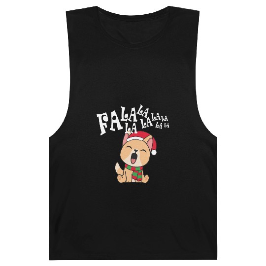 Cute Christmas Dog Singing Fa la la la Song Barnard Tanks