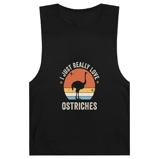 I Just Really Love Ostriches Retro Vintage Sunset Barnard Tanks