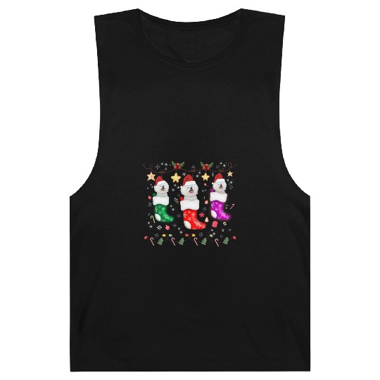 Bichon Frise Christmas Lights Gift Funny Xmas Barnard Tanks