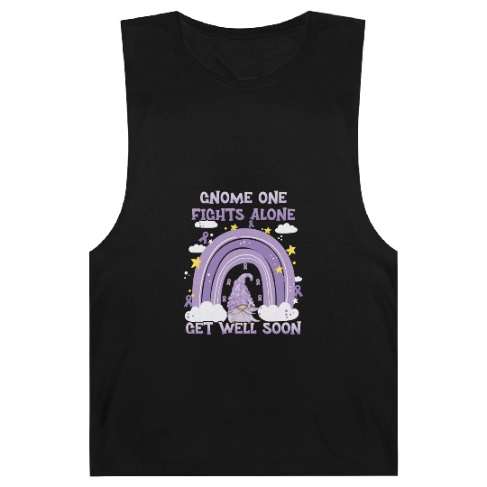 Gnome One Fights Alone Lavender Cancer Barnard Tanks