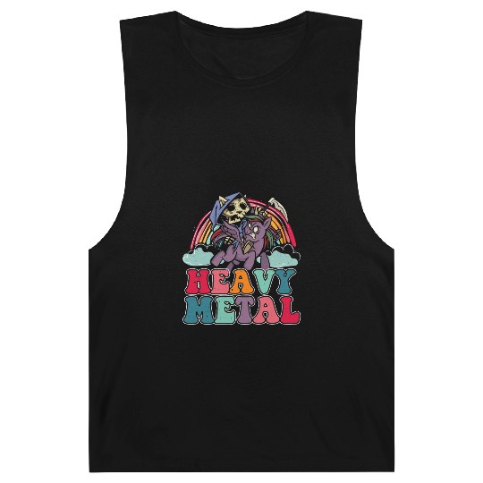 Heavy Grim Unicorn Rainbow Metal Music Lover Rock Barnard Tanks