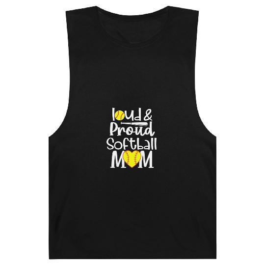 Funny Quote Loud Proud Bleached Softball Mom Barnard Tanks